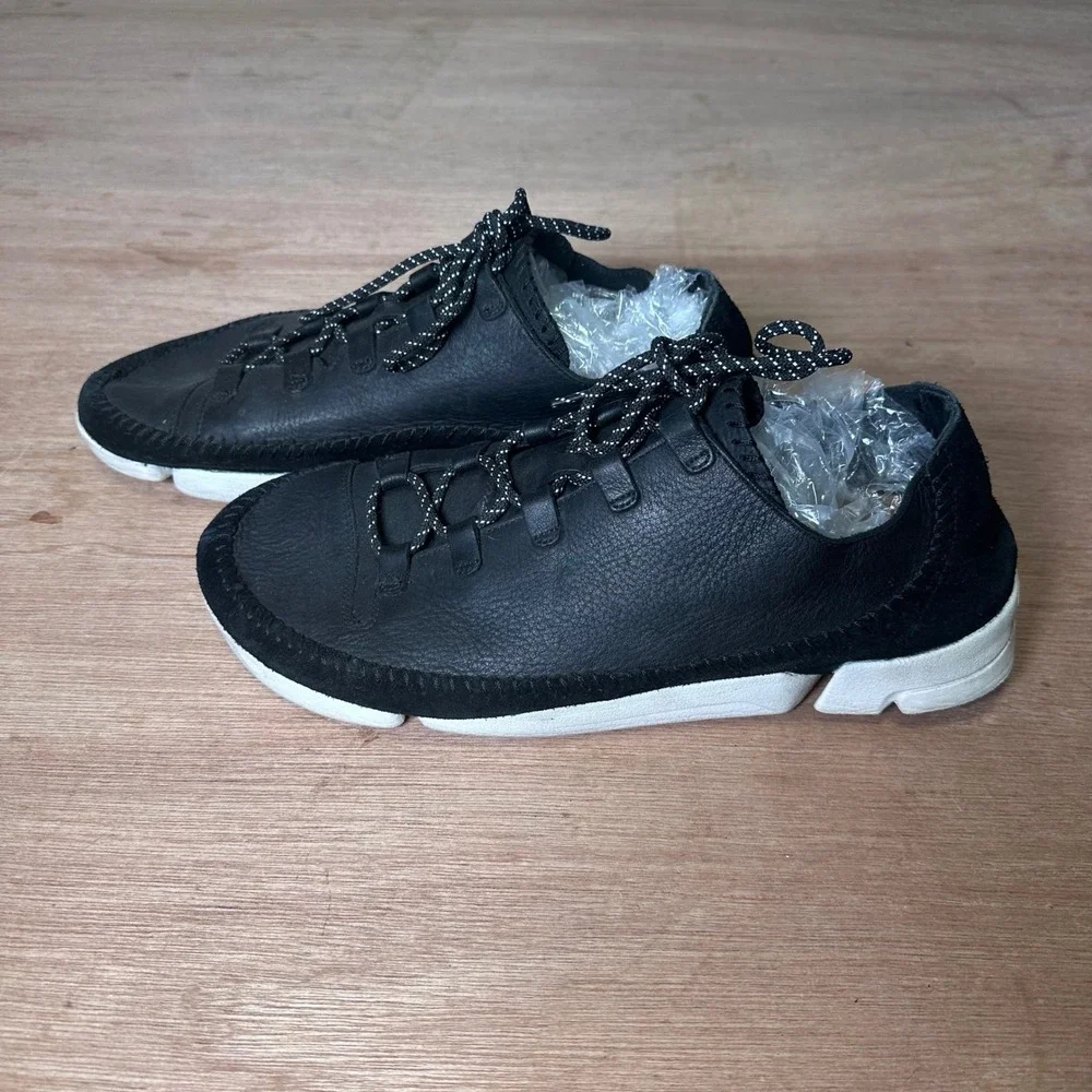 Clarks Originals Trigenic Flex Black Leather Suede Vibram Sneakers Mens 13